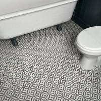 patterned LVT in a bathroom